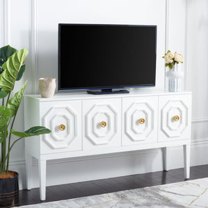 Safavieh Riya Chic 3-Door Sideboard With Gold-Tone Accents & Adjustable Shelves For Stylish Organization MED5005A