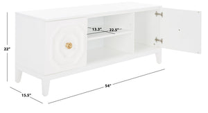 Safavieh Riya Modern 2-Door Media Stand With Sculptural Design & Hidden Storage For Stylish Living Rooms MED5006A