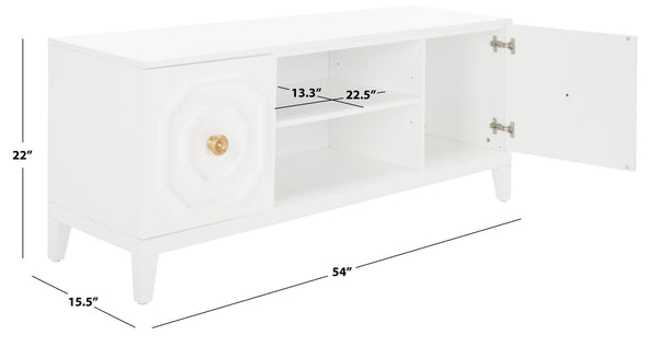 Safavieh Riya Modern 2-Door Media Stand With Sculptural Design & Hidden Storage For Stylish Living Rooms MED5006A