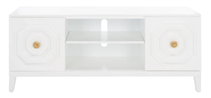Safavieh Riya Modern 2-Door Media Stand With Sculptural Design & Hidden Storage For Stylish Living Rooms MED5006A