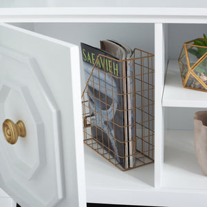 Safavieh Riya Modern 2-Door Media Stand With Sculptural Design & Hidden Storage For Stylish Living Rooms MED5006A