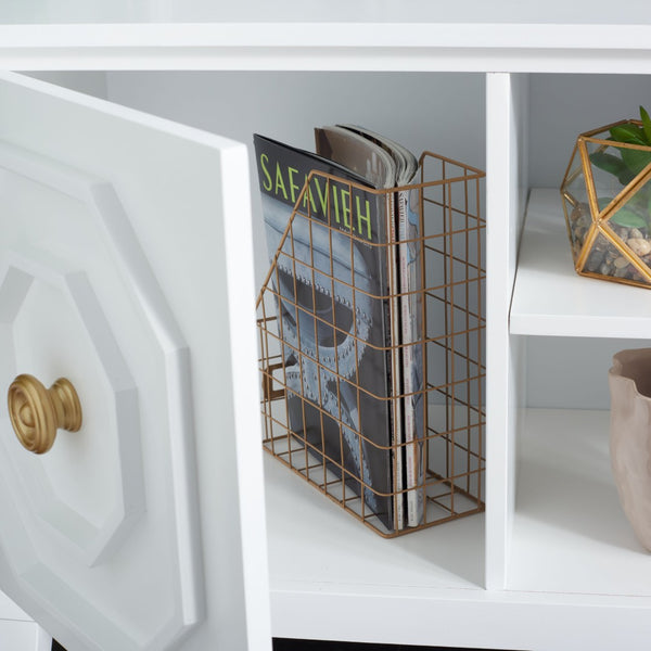 Safavieh Riya Modern 2-Door Media Stand With Sculptural Design & Hidden Storage For Stylish Living Rooms MED5006A