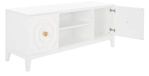 Safavieh Riya Modern 2-Door Media Stand With Sculptural Design & Hidden Storage For Stylish Living Rooms MED5006A