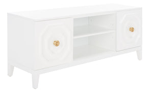Safavieh Riya Modern 2-Door Media Stand With Sculptural Design & Hidden Storage For Stylish Living Rooms MED5006A