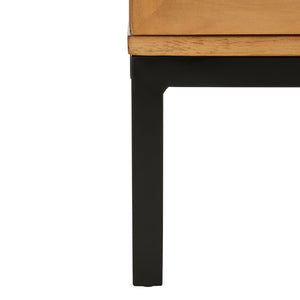 Safavieh Zadie Coastal-Inspired Rattan Media Stand With Open Shelving & Elegant Gold Accents For Modern Homes Natural With Natural Rattan / Black Legs MED5009C