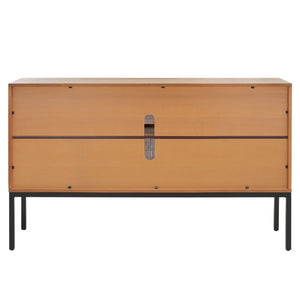Safavieh Zadie Modern Coastal Elegance Rattan Sideboard With Two Shelves For Stylish Storage Solutions Natural With Natural Rattan / Black Legs MED5010C