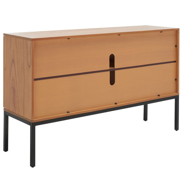 Safavieh Zadie Modern Coastal Elegance Rattan Sideboard With Two Shelves For Stylish Storage Solutions Natural With Natural Rattan / Black Legs MED5010C