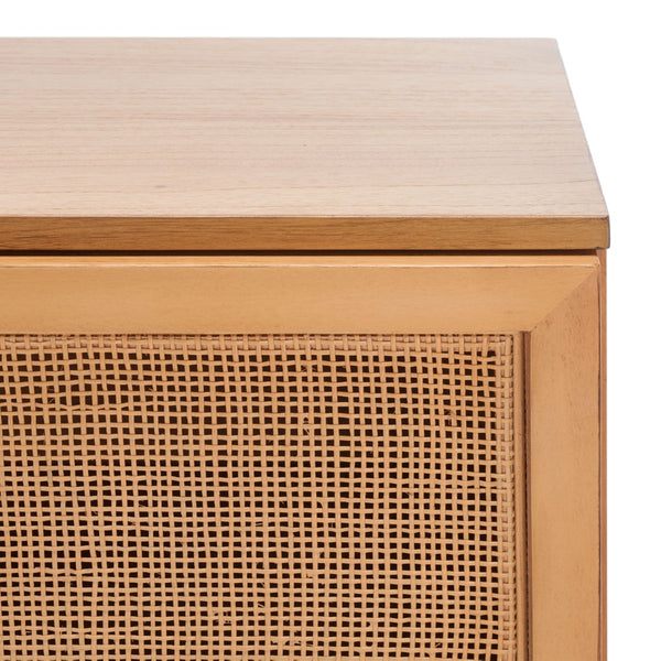 Safavieh Zadie Modern Coastal Elegance Rattan Sideboard With Two Shelves For Stylish Storage Solutions Natural With Natural Rattan / Black Legs MED5010C
