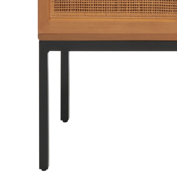 Safavieh Zadie Modern Coastal Elegance Rattan Sideboard With Two Shelves For Stylish Storage Solutions Natural With Natural Rattan / Black Legs MED5010C