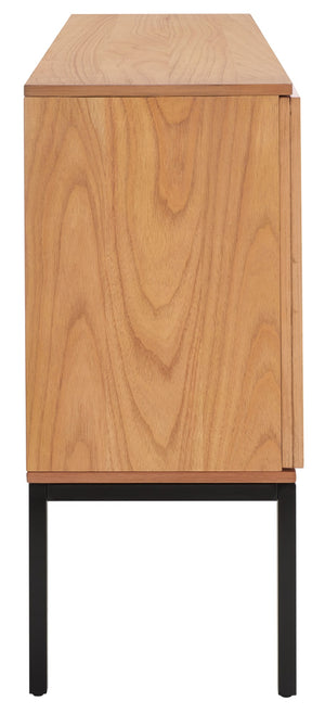Safavieh Zadie Modern Coastal Elegance Rattan Sideboard With Two Shelves For Stylish Storage Solutions Natural With Natural Rattan / Black Legs MED5010C
