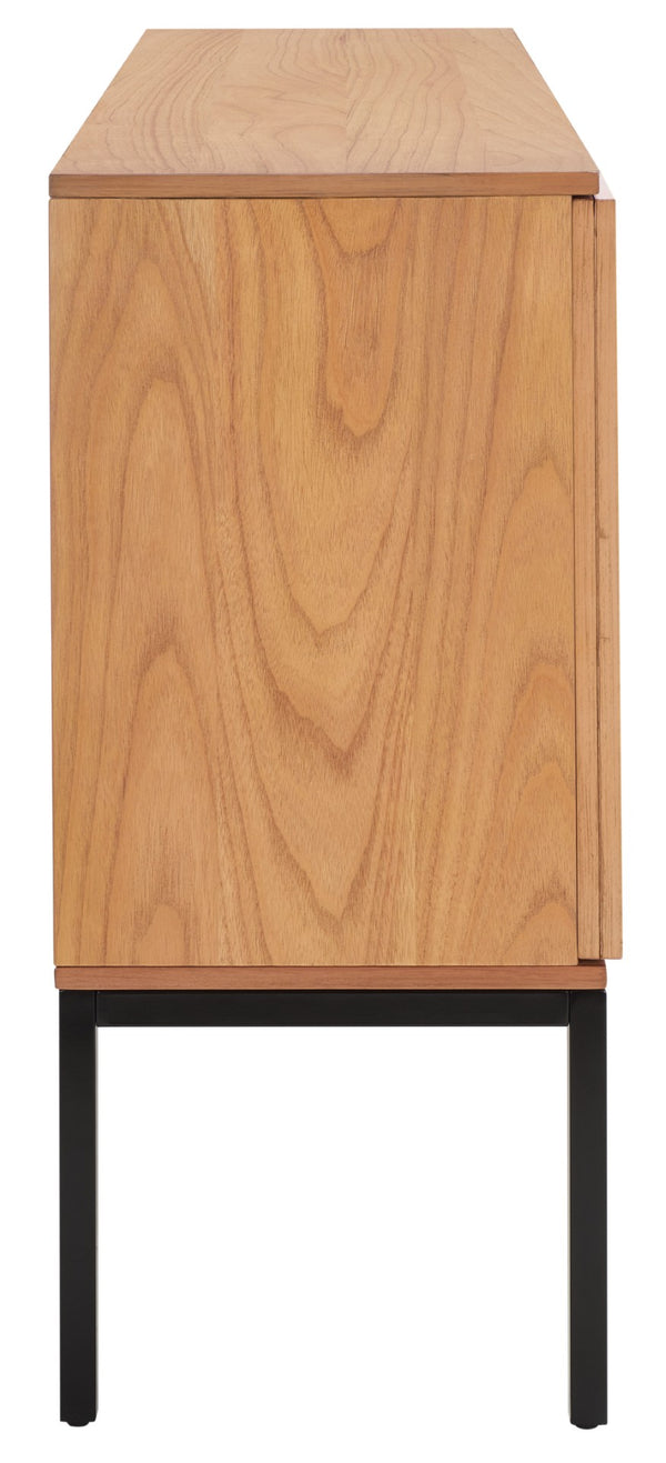 Safavieh Zadie Modern Coastal Elegance Rattan Sideboard With Two Shelves For Stylish Storage Solutions Natural With Natural Rattan / Black Legs MED5010C