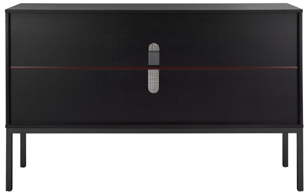 Safavieh Zadie Modern Coastal Elegance Rattan Sideboard With Two Shelves For Stylish Storage Solutions Black With Natural Rattan / Black Legs MED5010D