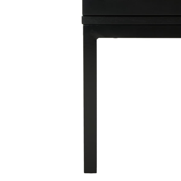 Safavieh Zadie Modern Coastal Elegance Rattan Sideboard With Two Shelves For Stylish Storage Solutions Black With Natural Rattan / Black Legs MED5010D