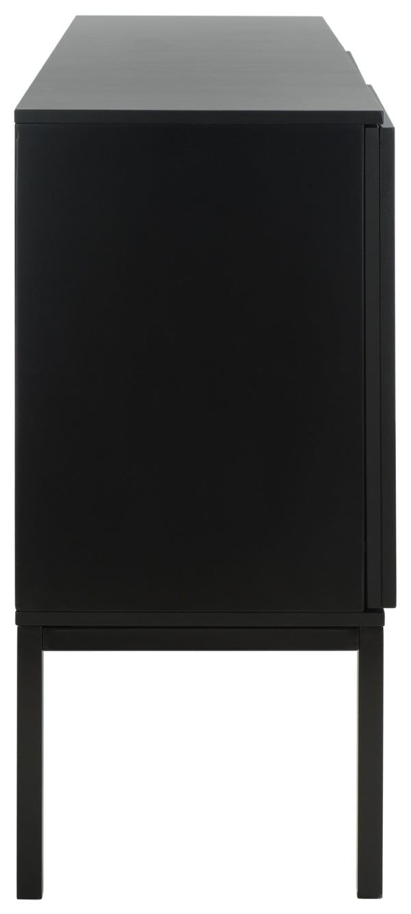 Safavieh Zadie Modern Coastal Elegance Rattan Sideboard With Two Shelves For Stylish Storage Solutions Black With Natural Rattan / Black Legs MED5010D