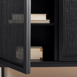 Safavieh Zadie Coastal-Inspired Rattan Sideboard With Two Shelves For Stylish Storage In Any Room Black MED5010E