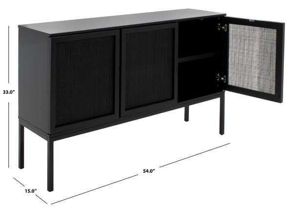 Safavieh Zadie Coastal-Inspired Rattan Sideboard With Two Shelves For Stylish Storage In Any Room Black MED5010E