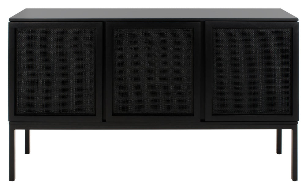 Safavieh Zadie Coastal-Inspired Rattan Sideboard With Two Shelves For Stylish Storage In Any Room Black MED5010E