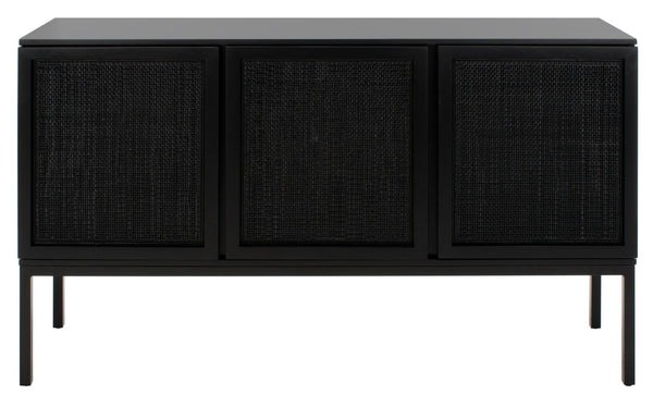 Safavieh Zadie Coastal-Inspired Rattan Sideboard With Two Shelves For Stylish Storage In Any Room Black MED5010E
