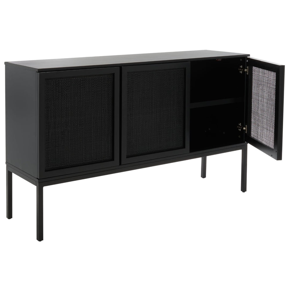 Safavieh Zadie Coastal-Inspired Rattan Sideboard With Two Shelves For Stylish Storage In Any Room Black MED5010E