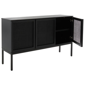 Safavieh Zadie Coastal-Inspired Rattan Sideboard With Two Shelves For Stylish Storage In Any Room Black MED5010E