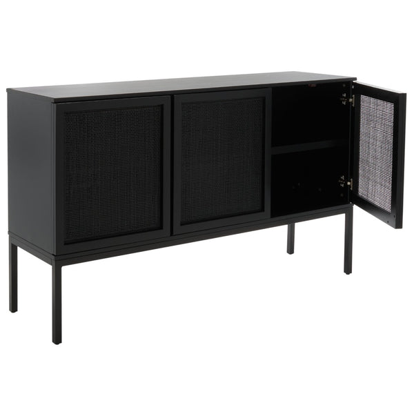 Safavieh Zadie Coastal-Inspired Rattan Sideboard With Two Shelves For Stylish Storage In Any Room Black MED5010E