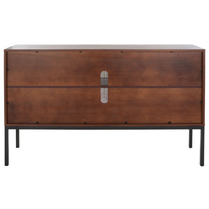 Safavieh Zadie Coastal-Inspired Rattan Sideboard With Two Shelves For Stylish Storage In Any Room Walnut / Natural MED5010F