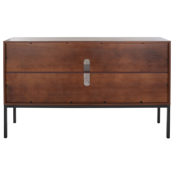 Safavieh Zadie Coastal-Inspired Rattan Sideboard With Two Shelves For Stylish Storage In Any Room Walnut / Natural MED5010F