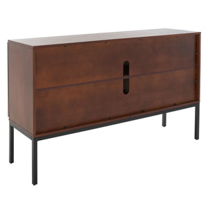 Safavieh Zadie Coastal-Inspired Rattan Sideboard With Two Shelves For Stylish Storage In Any Room Walnut / Natural MED5010F