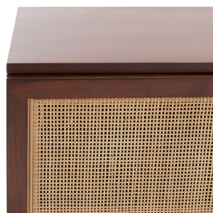 Safavieh Zadie Coastal-Inspired Rattan Sideboard With Two Shelves For Stylish Storage In Any Room Walnut / Natural MED5010F