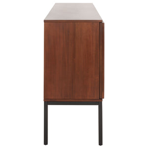 Safavieh Zadie Coastal-Inspired Rattan Sideboard With Two Shelves For Stylish Storage In Any Room Walnut / Natural MED5010F
