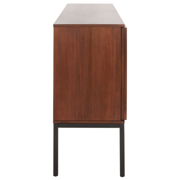 Safavieh Zadie Coastal-Inspired Rattan Sideboard With Two Shelves For Stylish Storage In Any Room Walnut / Natural MED5010F