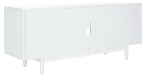 Safavieh Faye Modern 3-Shelf Media Stand With Geometric Pattern, Whitewashed Finish & Storage Solutions MED5011A
