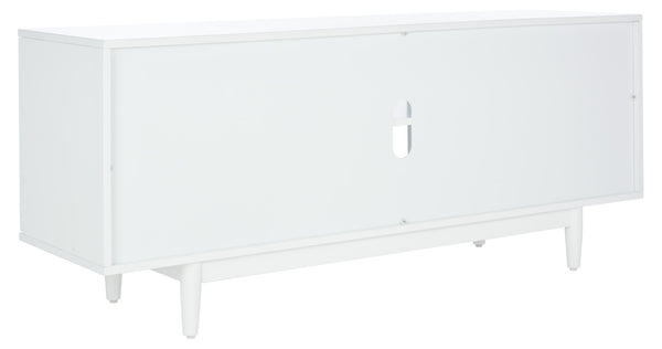 Safavieh Faye Modern 3-Shelf Media Stand With Geometric Pattern, Whitewashed Finish & Storage Solutions MED5011A