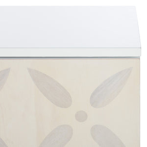 Safavieh Faye Modern 3-Shelf Media Stand With Geometric Pattern, Whitewashed Finish & Storage Solutions MED5011A