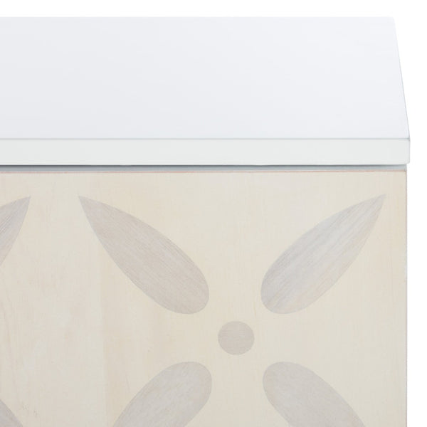 Safavieh Faye Modern 3-Shelf Media Stand With Geometric Pattern, Whitewashed Finish & Storage Solutions MED5011A
