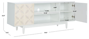Safavieh Faye Modern 3-Shelf Media Stand With Geometric Pattern, Whitewashed Finish & Storage Solutions MED5011A