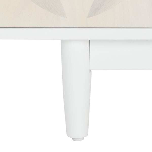 Safavieh Faye Modern 3-Shelf Media Stand With Geometric Pattern, Whitewashed Finish & Storage Solutions MED5011A