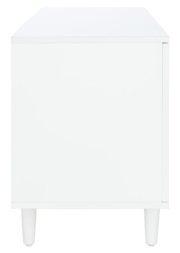 Safavieh Faye Modern 3-Shelf Media Stand With Geometric Pattern, Whitewashed Finish & Storage Solutions MED5011A