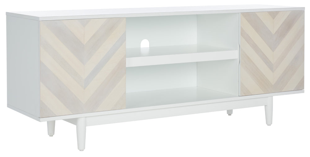 Safavieh Tay 3-Shelf Media Stand: Retro-Chic Design With Chevron Pattern, Storage & Style For Your Living Room MED5012A