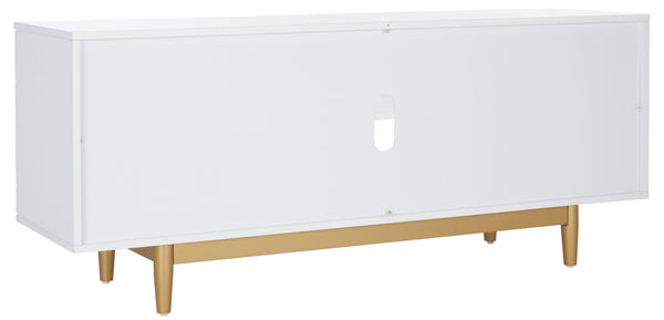 Safavieh Kit Elegant 3-Shelf Media Stand With Hexagon Pattern & Gold Legs - Modern Storage For Tvs & Décor MED5013A