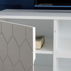 Safavieh Kit Elegant 3-Shelf Media Stand With Hexagon Pattern & Gold Legs - Modern Storage For Tvs & Décor MED5013A