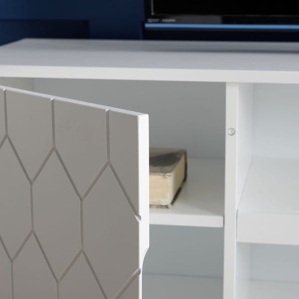 Safavieh Kit Elegant 3-Shelf Media Stand With Hexagon Pattern & Gold Legs - Modern Storage For Tvs & Décor MED5013A