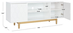 Safavieh Kit Elegant 3-Shelf Media Stand With Hexagon Pattern & Gold Legs - Modern Storage For Tvs & Décor MED5013A