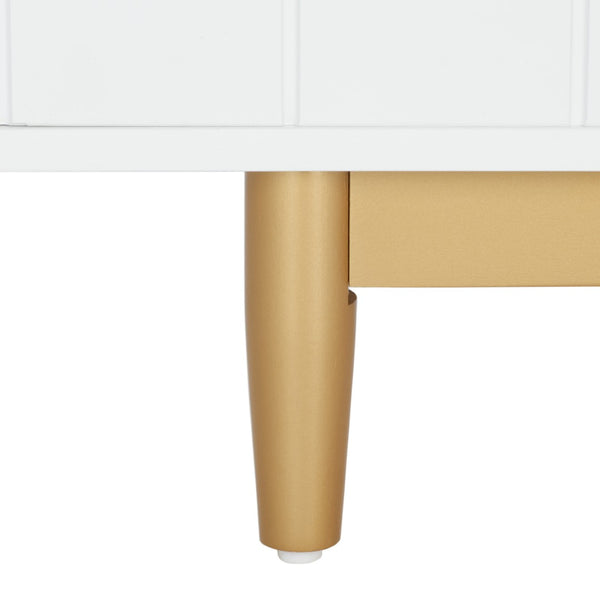Safavieh Kit Elegant 3-Shelf Media Stand With Hexagon Pattern & Gold Legs - Modern Storage For Tvs & Décor MED5013A