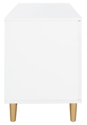 Safavieh Kit Elegant 3-Shelf Media Stand With Hexagon Pattern & Gold Legs - Modern Storage For Tvs & Décor MED5013A