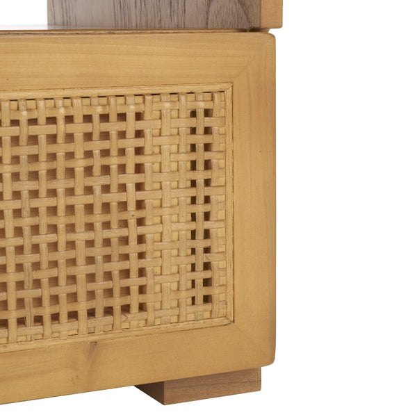 Safavieh Theon Airy 2 Drawer Media Stand With Woven Rattan Panels For Modern Living Spaces And Stylish Storage Natural MED5015B