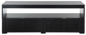 Safavieh Theon Airy 2 Drawer Media Stand With Woven Rattan Panels For Modern Living Spaces And Stylish Storage Black / Natural MED5015C
