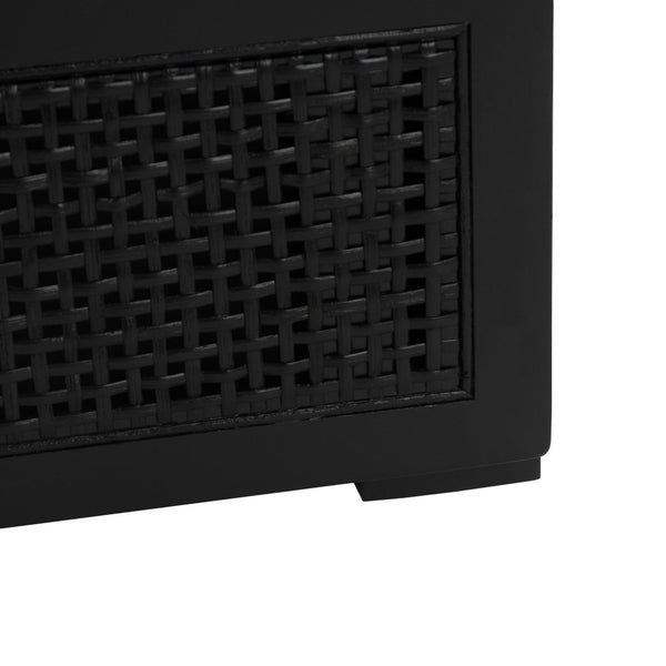 Safavieh Theon Airy 2 Drawer Media Stand With Woven Rattan Panels For Modern Living Spaces And Stylish Storage Black / Natural MED5015C