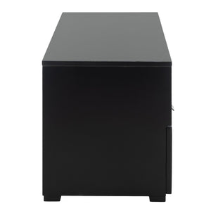 Safavieh Theon Airy 2 Drawer Media Stand With Woven Rattan Panels For Modern Living Spaces And Stylish Storage Black / Natural MED5015C