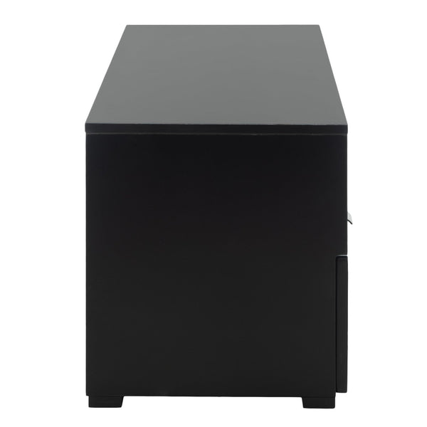 Safavieh Theon Airy 2 Drawer Media Stand With Woven Rattan Panels For Modern Living Spaces And Stylish Storage Black / Natural MED5015C